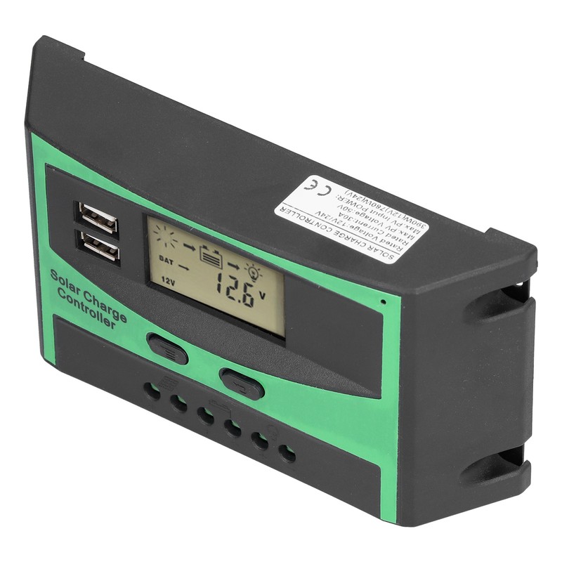 Solar Charge Controller Photovoltaic Discharge PWM Control Regulator 12‑24V 30A