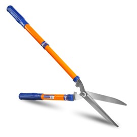 WADFOW WPR1E95-1 Hedge Clippers:Bush Clippers With Adjustable Length Handle and Wavy SK-5 Steel Blade,Hedge Shears for Pruning Borders and Bushes, Blue and Yellow