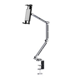 Rotatable Holder Stand Tablet Holder Multi-Angle Design Phone Clip Swivel Mount Desktop Aluminum Alloy Cantilever Bed Desk Home Live Folding Bracket Compatible with 4"-13" Phone Tablet (Gray)