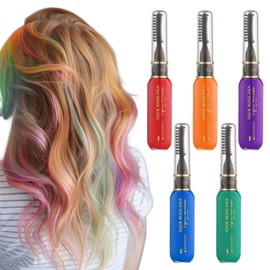 Pack of 5 Hair Mascara, Hair Chalk for Girls, Vegetable Extraction, Water Soluble Formula, Easy to Dye, Suitable for Carnival, Halloween, Role Play, Party etc. (5 Colours)