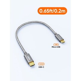 CableCreation Short Micro USB to USB C Cable 0.65 FT 2-Pack USB C to Micro USB OTG Type C to Micro USB Cable, USB C to USB Micro for MacBook Pro Air Galaxy S22 S21 Pixel 5, etc. 0.2M Space Gray