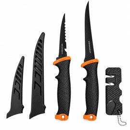 BasicGear 2PCS Fishing Fillet Knife Set – 4” & 6” Bait & Fillet Knives, Sharp Stainless Steel, Non-Slip Handle, Lightweight Portable Fish Knife Set for Fishing & Kitchen