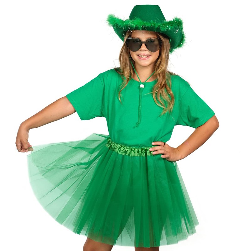 Funcredible Green Cowboy Hat and Glasses – Fluffy Cowgirl Hat