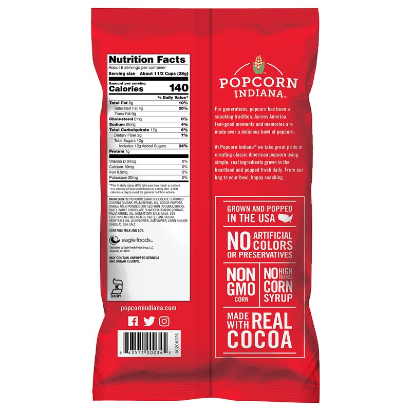 Popcorn Indiana Black & White Fudge Drizzle Chocolate Popcorn (6