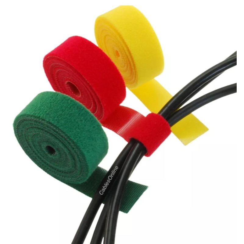 CablesOnline Wrap Hook & Loop Cable Tie 15ft 3/Rolls 5ft