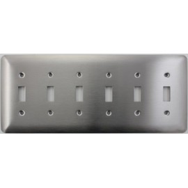 Mulberry Princess Style Satin Stainless Steel 6 Gang Toggle Light Switch Wall Plate