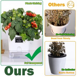 Planterhoma Self Watering Plant Pots for Indoor Plants 7 inch, 4 Packs Rectangle Self-Watering Planters with Drainage Hole, White African Violet Pots for Devil's Ivy, Spider Plant, Orchid, Herb