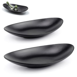 YanBous Pack of 2 Black Key Ring Dish Jewellery Tray Key Tray Organiser Chest of Drawers Decor Entrance Key Tray Decorative Jewellery Bowl Housewarming Gift (Oval/Large Oval)