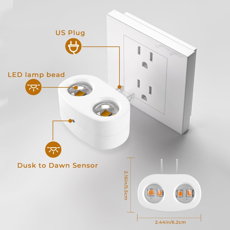 SETEN 4 Pack Night Light, Plug-in Wall NightLights with Rotatable,