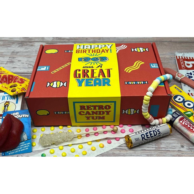 RETRO CANDY YUM ~ 1963 63rd Birthday Gift Basket Box