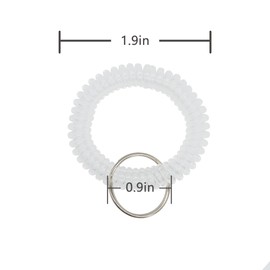 Stretchable Plastic Wrist Coil Wrist band Key Ring Chain Holder 50 pcs (White)