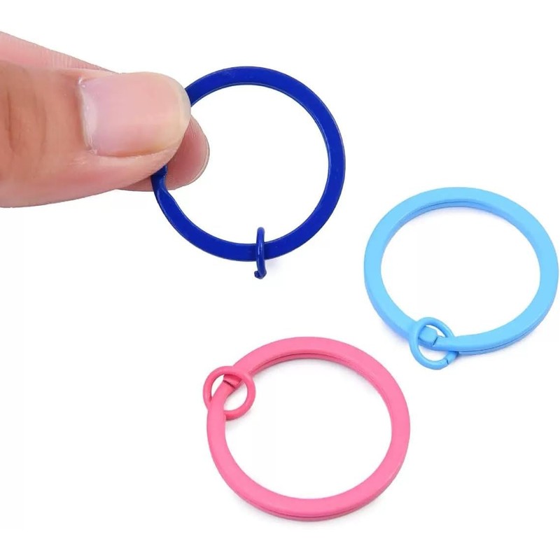20 Pcs 30mm Multi-Colored Metal Flat Split Keyrings Keychain Rings