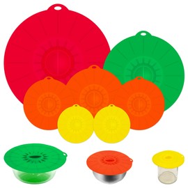 Puideon 7 Pack Silicone Lids,Silicone Pot Lids,Silicone Lids for Pans,5 Sizes Reusable Heat Resistant Food Storage Covers fits Bowls, Plates, Fridge