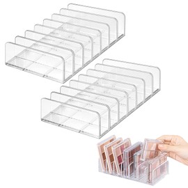 happykau Eyeshadow 2 Piece Storage 7 Compartments Cosmetic Storage Acrylic Partition Stand Acrylic Case Desktop Makeup Box Makeup Storage Case Transparent Makeup Storage Box Small Storage Clear Case