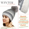 Women's Winter Beanie Hat -Cashmere Inner Layer Chunky Knit Pom-Pom