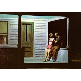 Summer Evening by Edward Hopper Couple Porch House 16" X 22" Image Size Vintage Poster Repro on Matte Paper