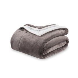 Berkshire Blanket-Sherpa Fleece Blanket, Warm and Soft Loftmink Reversible Blanket for Bed, Sofa and Travel, Charcoal Grey, 90 in x 108 in