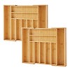 Bamboo Drawer Organizer, 2 Pack - Expandable Silverware Organizer &