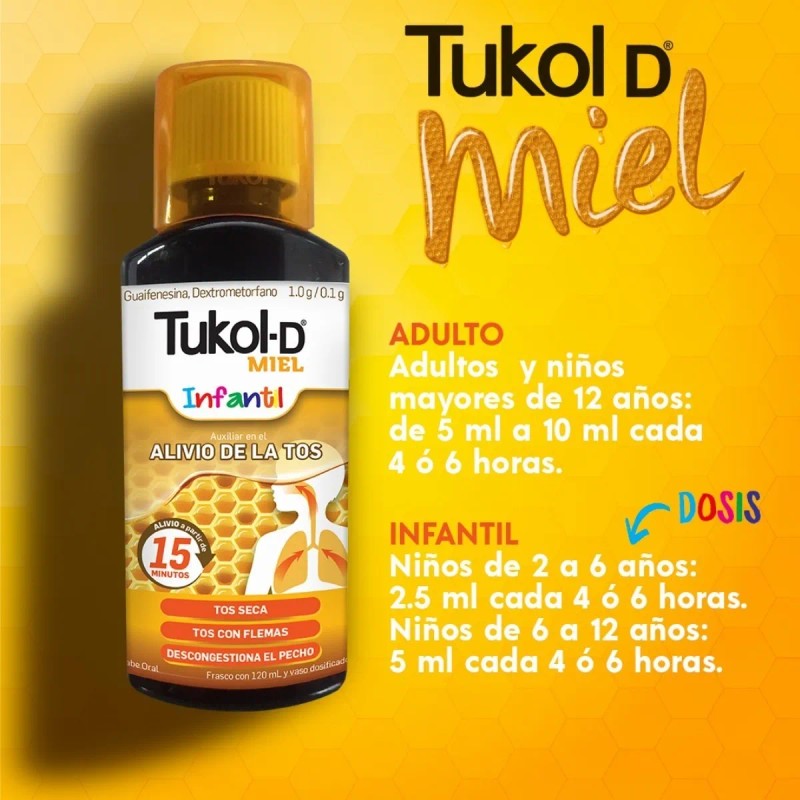 Tukol-d Infantil Jarabe Para La Tos. Sabor Miel, 120ml.