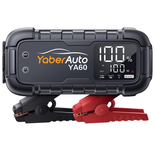 YaberAuto Jump Starter 8000A 65W Fast Charging (All Gas/12.0L Diesel)