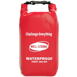 WELL-STRONG Waterproof First Aid Kit Roll Top Boat Emergency Kit with Waterproof Contents for Fishing Kayaking Boating Swimming Camping Rafting Beach Red