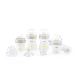 Chicco NaturalFeeling Recién Nacido- Set 4 Biberones Anticólicos 0 Meses, 150ml y 250 ml, Tetina Inclinada, Con Chupete Soft, Silicona Suave, Ideal Lactancia Mixta, Regalo Recién Nacido, Blanco Unisex