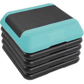 Fitvids Step Aerobic Platform, 16" Exercise Step with 5 levels Adjustable Height, 4 Stackable Risers, Fitness Training Workout Stepper for Home Gym, Cardio Strength, Black & Blue