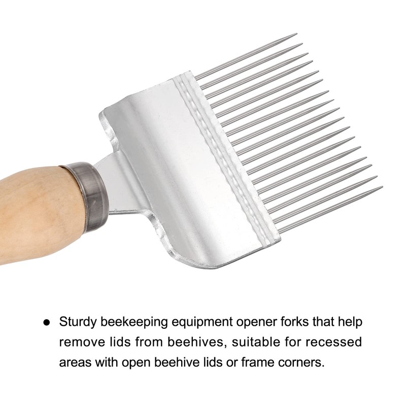 HARFINGTON Beekeeping Uncapping Fork, 17 Tin Needle with Wood Handle