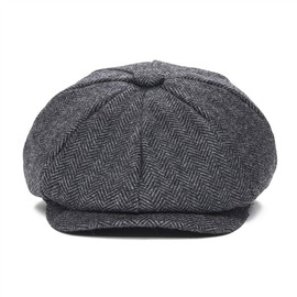 JANGOUL Gorra de Tweed para niños, Estilo clásico, Boina Plana, para niños pequeños, Negro -, 2-3T