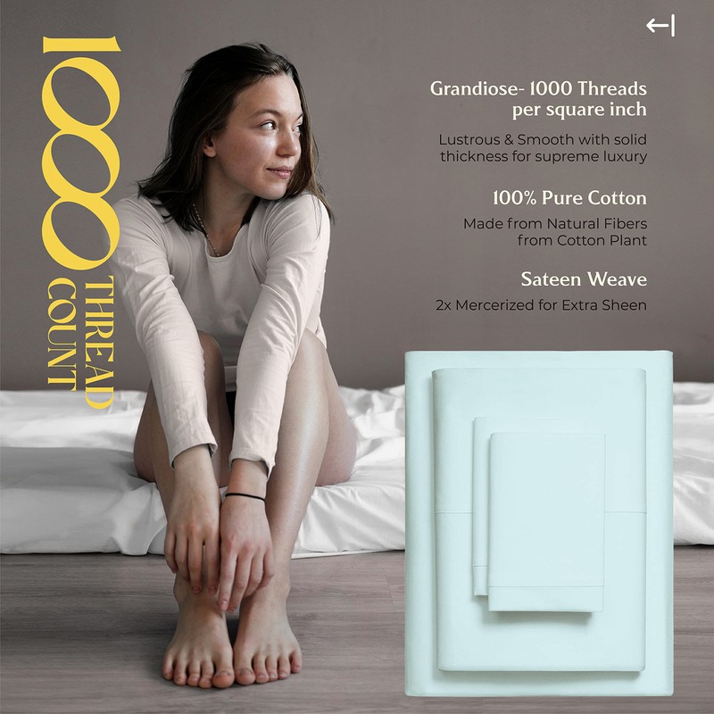 MAYFAIR LINEN 100% Egyptian Cotton Sheets Set Queen - 1000