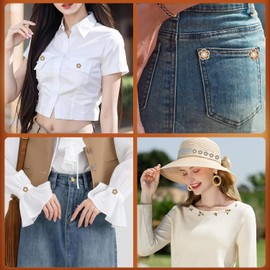 40Pcs Faux Pearl Brooch Buttons Decorative Flower Shape Cover Up Button Pins Mini Safety Brooch Pins for Clothing Shirt Dress Hat or Bags Decoration