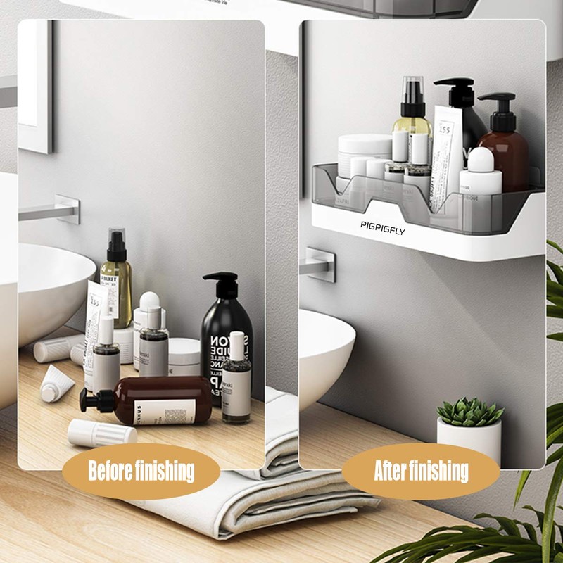 PIGPIGFLY Shower Shelf no Drilling, Plastic Bathroom Shelf, Shower Organiser,