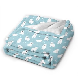 Perinsto Cute Cartoon Polar Bear Throw Blanket Ultra Soft Warm All Season Decorative Fleece Blankets for Bed Chair Car Sofa Couch Bedroom 60" X 50"