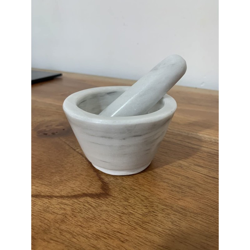 AIRAM HOME Mortero y Mano de Mármol Natural, 10cm de