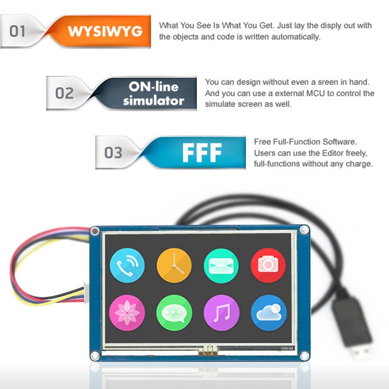 3.5in HMI Display 480 X 320 APP Drive Easy Wiring