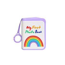 XFveiwoo Baby's My First Family Photo Album for Baby Holds 21 4x6 Photos, Baby Photo Album Soft Cloth Book My First Album for 4x6 Baby Shower Kids Toddlers Pictures Toddler Photo Album (Purple)