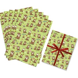 Mr.Ecan Otter Gift Wrapping Paper 20" x 30" Kraft Paper 5 Sheets Gift Wrap Paper Present Gift Wrapping Paper Birthday for Kids Birthday, Party Decoration
