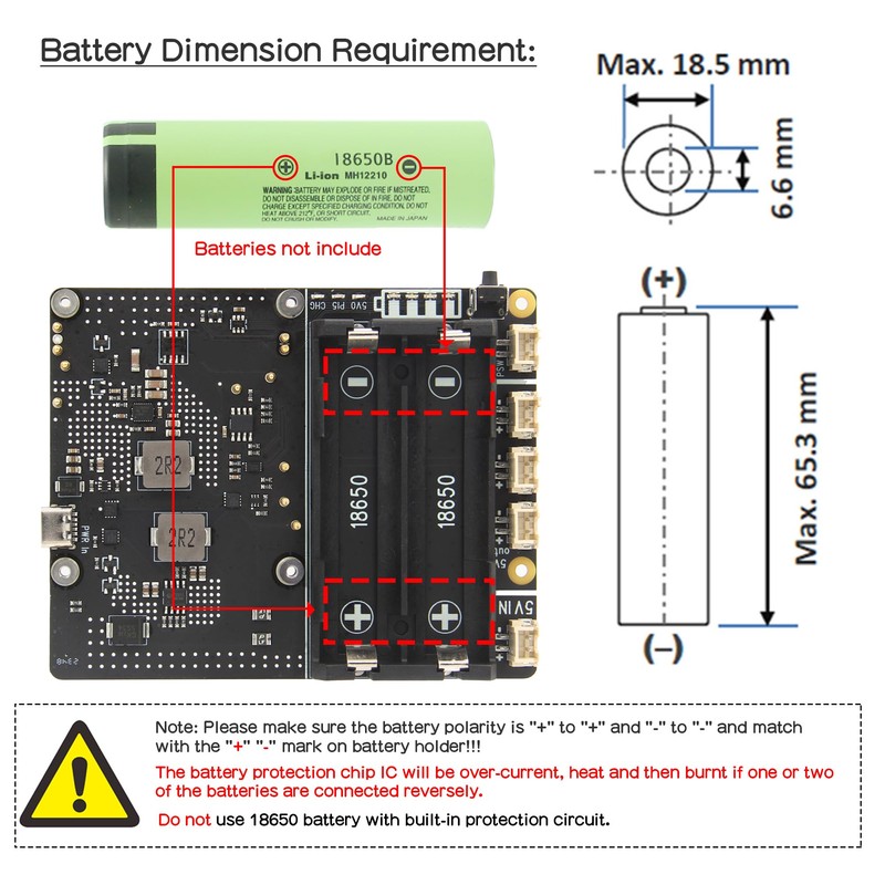 Geekworm X1201 Ultra-thin 18650 UPS Shield for Raspberry Pi 5,