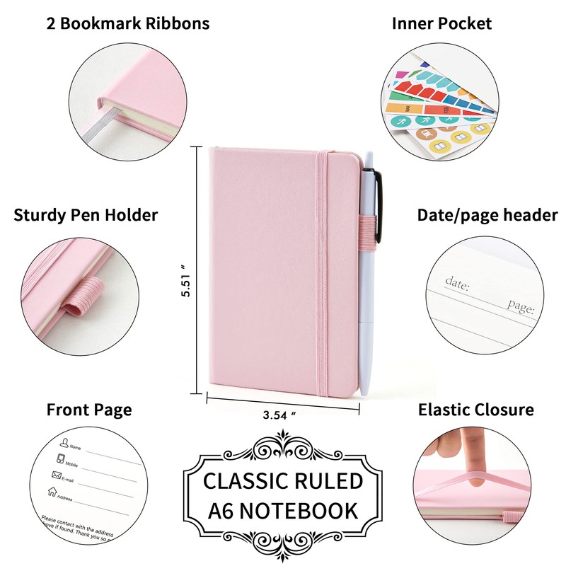 feela Notebook A6, 3-Piece Notebooks Set, Journals Book Bulk with