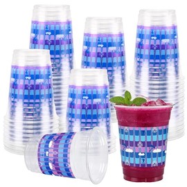 50 Pcs Video Game Plastic Birthday Party Cups, 12 Oz Clear Disposable Cups Set Set Coffee Wine Tea Drinks Container Home Battle Gaming Themed Holiday Party Favors Supplies Decoration