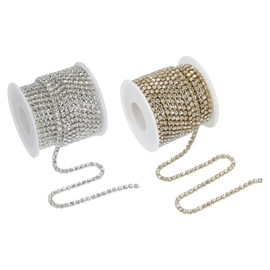 PATIKIL 2 Roll 10 Yard Crystal Rhinestone Close Chain Trim White (2mm)