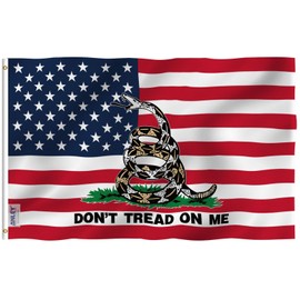 Anley Fly Breeze 3x5 Foot Gadsden American Flag - Vivid Color and Fade Proof - Double Stitched - USA Don't Tread on Me Tea Party Patriotic Flags Polyester with Brass Grommets 3 X 5 Ft