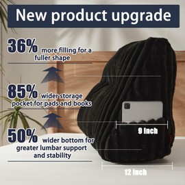 Rycwola Faux Fur Headboard Pillow with 2 Pack Neck Roll Pillow Large Headboard Pillow Soft and Supportive with Removable Cover (Black, Twin)