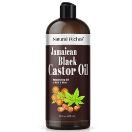 Natural Riches Aceite De Ricino Negro Jamaicano Puro Orgánico Prensado En Frío Para El Crecimiento Del Cabello Cuidado De La Piel Para La Piel Seca Acondicionamiento Cejas Pestañas Cuero Cabelludo Y U