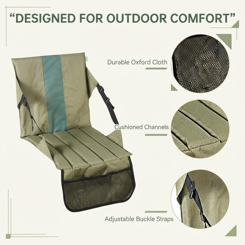 Stadium Cushion Soft Foldable Seat Cushion with Back Support, Foldable