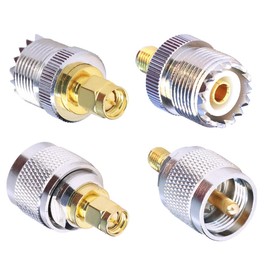 CNCTWO 4 Pack M to SMA Converter Antenna Adapter, RF Coaxial Adapter, UHF M Type, Male/Female to SMA Male/Female, 4 Mounting Connectors for Radio, Antenna, Connecting and Extension Cables C24UFSM
