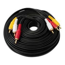 System-S RCA 3 RCA Cable 20 m Male to Male Stereo & Composite AV Adapter Black
