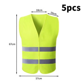 Coztie High-Visibility Vests Car, Pack of 5 High Visibility Vest, Reflective Vest, Car Adult Safety Vest, Washable Safety Vest for Drivers, Workers, Adults, 67 x 57 cm, Green, Green