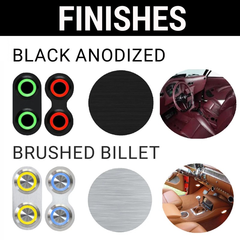 AutoLöc Power Accessories Oval Billet Aluminum 12V Momentary Push Button