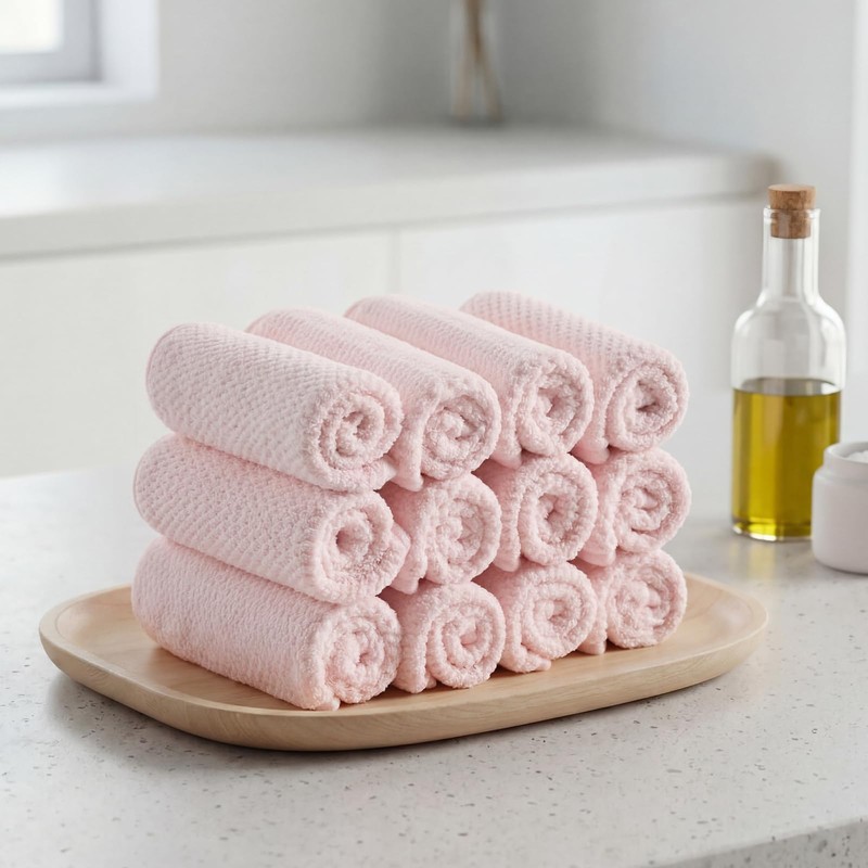 REDKISS 12 Pack Microfiber Washcloths Set, 12 x 12 Inches,
